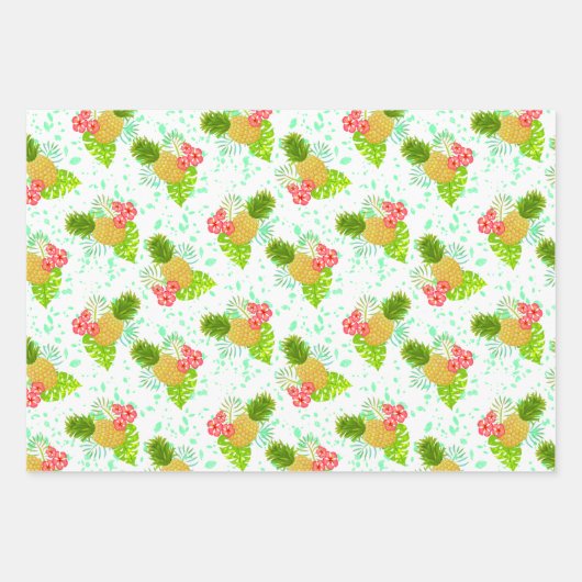 Tropisch papier met witte ananassen inpakpapier vel (Voorkant)