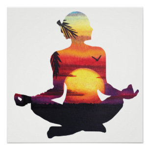 Tropisch paradijs Beer Yoga Pose Meditation Poster