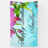 tropisch paradijs,bevroren,vrede,orchidee,blauw wa spandoek (Verticaal)