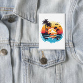 Tropisch paradijs bij zonsondergang button (Insitu)