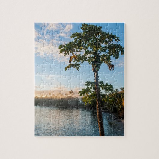 Tropisch paradijs bij zonsondergang, Fiji Legpuzzel (Verticaal)