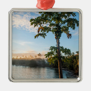 Tropisch paradijs bij zonsondergang, Fiji Metalen Ornament