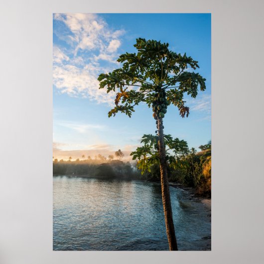Tropisch paradijs bij zonsondergang, Fiji Poster (Voorkant)
