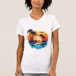 Tropisch paradijs bij zonsondergang t-shirt