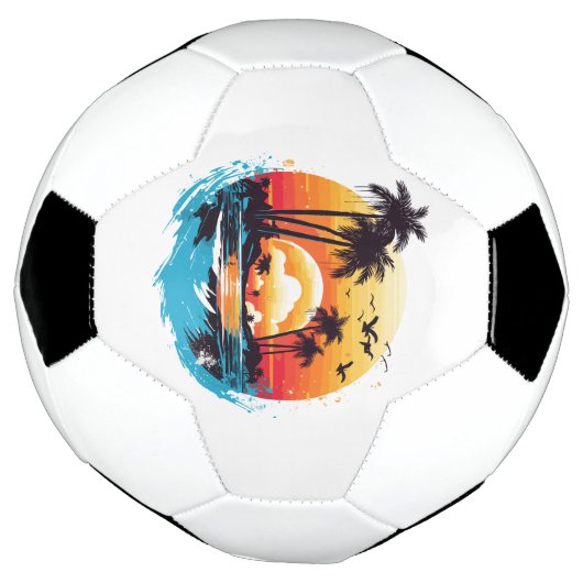 Tropisch paradijs bij zonsondergang voetbal (Gedraaid)