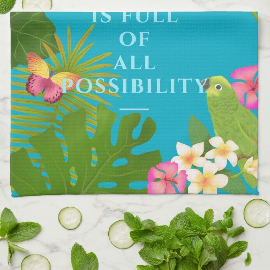 Tropisch Paradijs Blauwgroen Theedoek (Gevouwen)