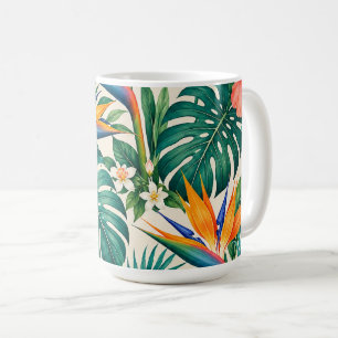 Tropisch Paradijs Botanisch Bloemmotief Koffiemok