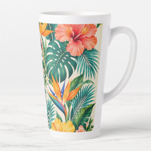 Tropisch Paradijs Botanisch Bloemmotief Latte Mok