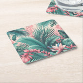 Tropisch Paradijs Botanisch Patroon Kartonnen Onderzetters (Schuin)