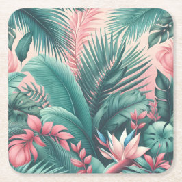 Tropisch Paradijs Botanisch Patroon Kartonnen Onderzetters