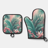 Tropisch Paradijs Botanisch Patroon Ovenwant & Pannenlap Set (Voorkant)