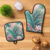 Tropisch Paradijs Botanisch Patroon Ovenwant & Pannenlap Set (Top down)