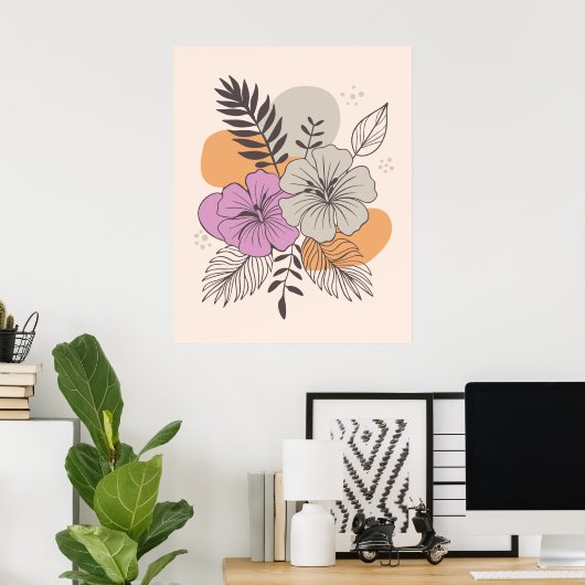 Tropisch Paradijs Botanische Kunst, Boho Wall Art Poster (Thuiskantoor)