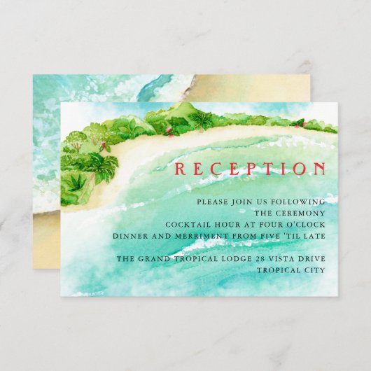 Tropisch Paradijs | Bruiloftsreceptie bestemming Informatiekaartje (Voorkant / Achterkant)