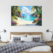 Tropisch paradijs: een afgelegen strandvlucht canvas afdruk (Insitu (Slaapkamer))