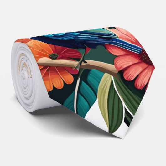 Tropisch Paradijs: Een Levendige Fusie van Flora Stropdas (Opgerold)