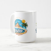 Tropisch paradijs eiland logo kunst koffiemok (Voorkant links)