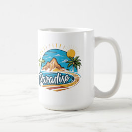Tropisch paradijs eiland logo kunst koffiemok