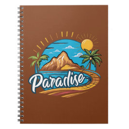Tropisch paradijs eiland logo kunst notitieboek