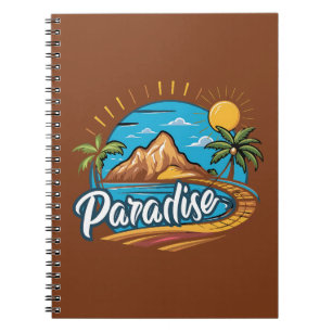 Tropisch paradijs eiland logo kunst notitieboek
