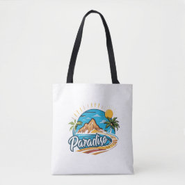 Tropisch paradijs eiland logo kunst tote bag