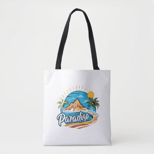 Tropisch paradijs eiland logo kunst tote bag (Voorkant)