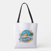 Tropisch paradijs eiland logo kunst tote bag (Achterkant)