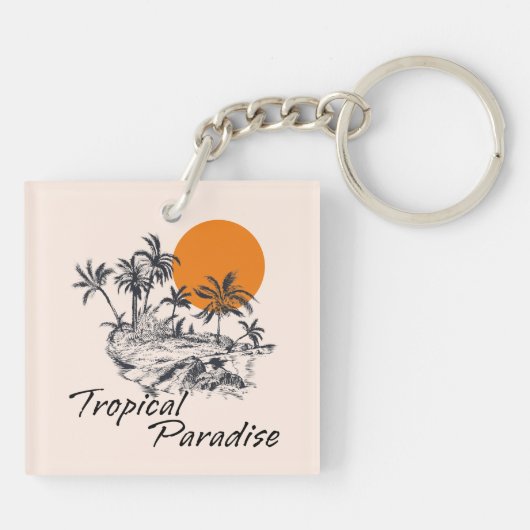 Tropisch paradijs eiland sleutelhanger (Achterkant)