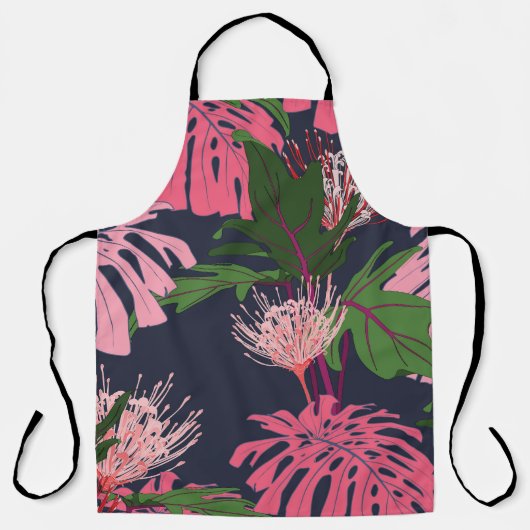 Tropisch paradijs: exotische bladeren en bloemen schort (Voorkant)