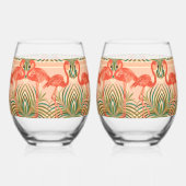 Tropisch paradijs Flamingo Art Deco Wijnglas Zonder Voet (Links)