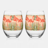 Tropisch paradijs Flamingo Art Deco Wijnglas Zonder Voet (Rechts)