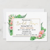 Tropisch Paradijs Flamingo Bladeren Bruidsdiner Kaart (Voorkant)