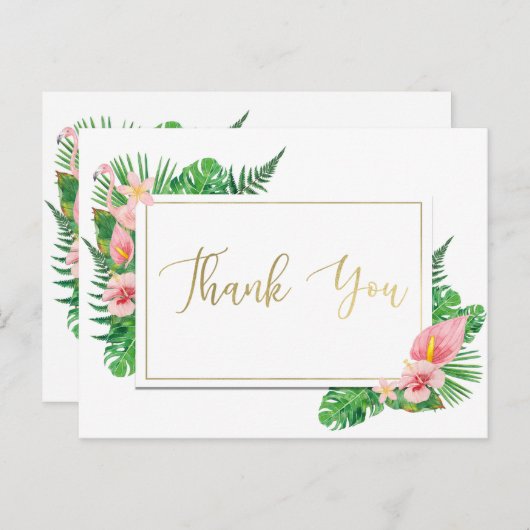 Tropisch Paradijs Flamingo laat goud achter Briefkaart (Voorkant / Achterkant)