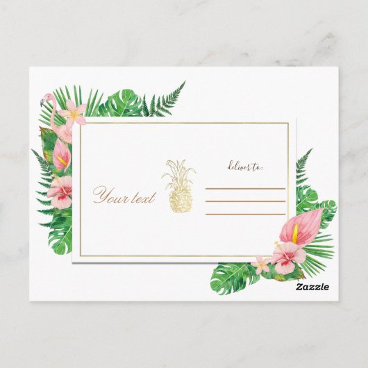 Tropisch Paradijs Flamingo laat goud achter Briefkaart (Achterkant)