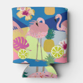 Tropisch paradijs: Flamingo's Ananas Donker Blikjeskoeler (Achterkant)