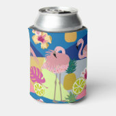 Tropisch paradijs: Flamingo's Ananas Donker Blikjeskoeler (Blikje Achterkant)