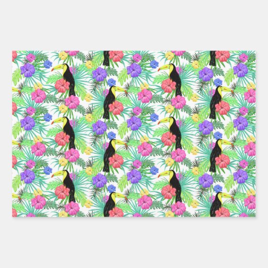 Tropisch Paradijs Foliage Exotische Toucan Vogel Inpakpapier Vel (Voorkant 2)