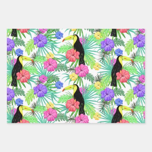 Tropisch Paradijs Foliage Exotische Toucan Vogel Inpakpapier Vel (Voorkant)