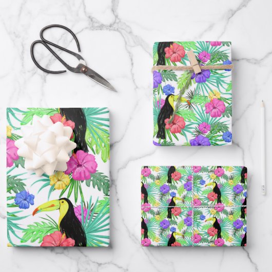 Tropisch Paradijs Foliage Exotische Toucan Vogel Inpakpapier Vel (Voorkant)