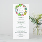 Tropisch Paradijs Hawaïaanse Bloemenkrans Bruiloft Menu (Staand voorkant)
