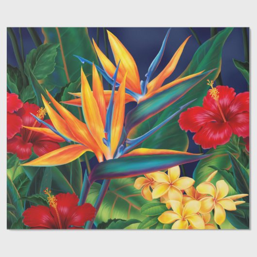 Tropisch paradijs-, hawaiiaans vezel- en omslagpap cadeaupapier (Vlak)
