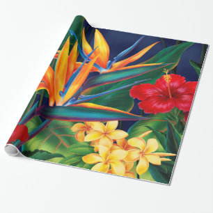 Tropisch paradijs-, hawaiiaans vezel- en omslagpap cadeaupapier
