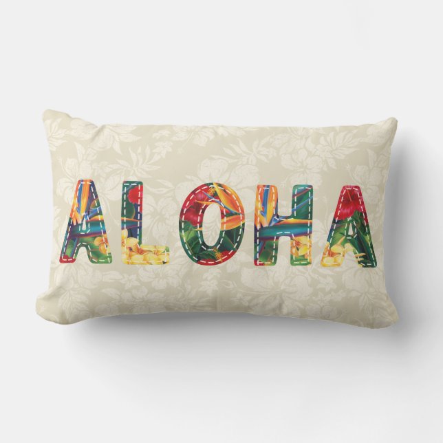 Tropisch paradijs Hawaiian Faux Aloha Applique Buitenkussen (Voorkant)
