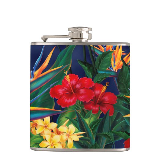 Tropisch paradijs Hawaiian Floral Flask Heupfles (Voorkant)