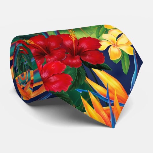Tropisch paradijs Hawaiian Floral tweeslachtig Stropdas (Opgerold)