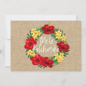 Tropisch paradijs Hawaiian Holiday Wreath Burlap Kaart (Voorkant)
