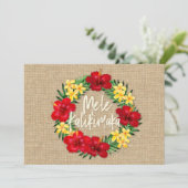 Tropisch paradijs Hawaiian Holiday Wreath Burlap Kaart (Staand voorkant)