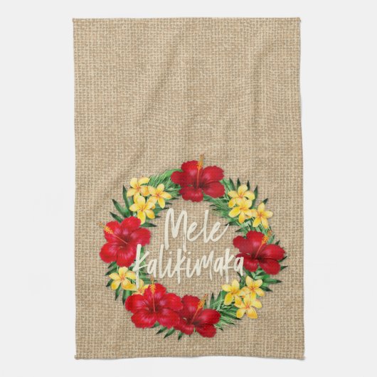 Tropisch paradijs Hawaiian Holiday Wreath Burlap Theedoek (Verticaal)