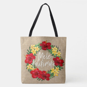 Tropisch paradijs Hawaiian Holiday Wreath Burlap Tote Bag