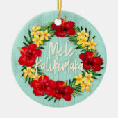 Tropisch paradijs Hawaiian Holiday Wreatood Keramisch Ornament (Voorkant)